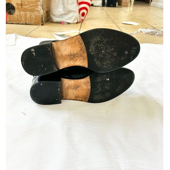 Women's ANN TAYLOR Black Leather Low Heel Flat Knee High Boots - Size 6 - Picture 5 of 10